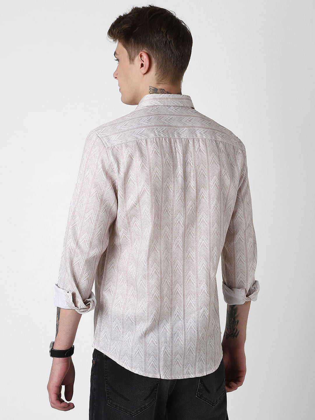 Picturesque Beige Printed Shirt