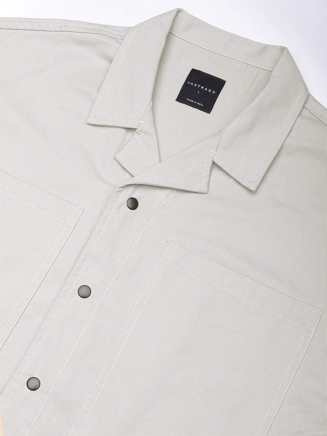 Grey Double Pocket Oversized Cropped Shirt