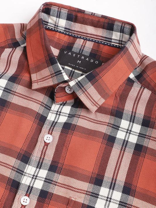 Timeless Vermilion Broad Square Checks Shirt