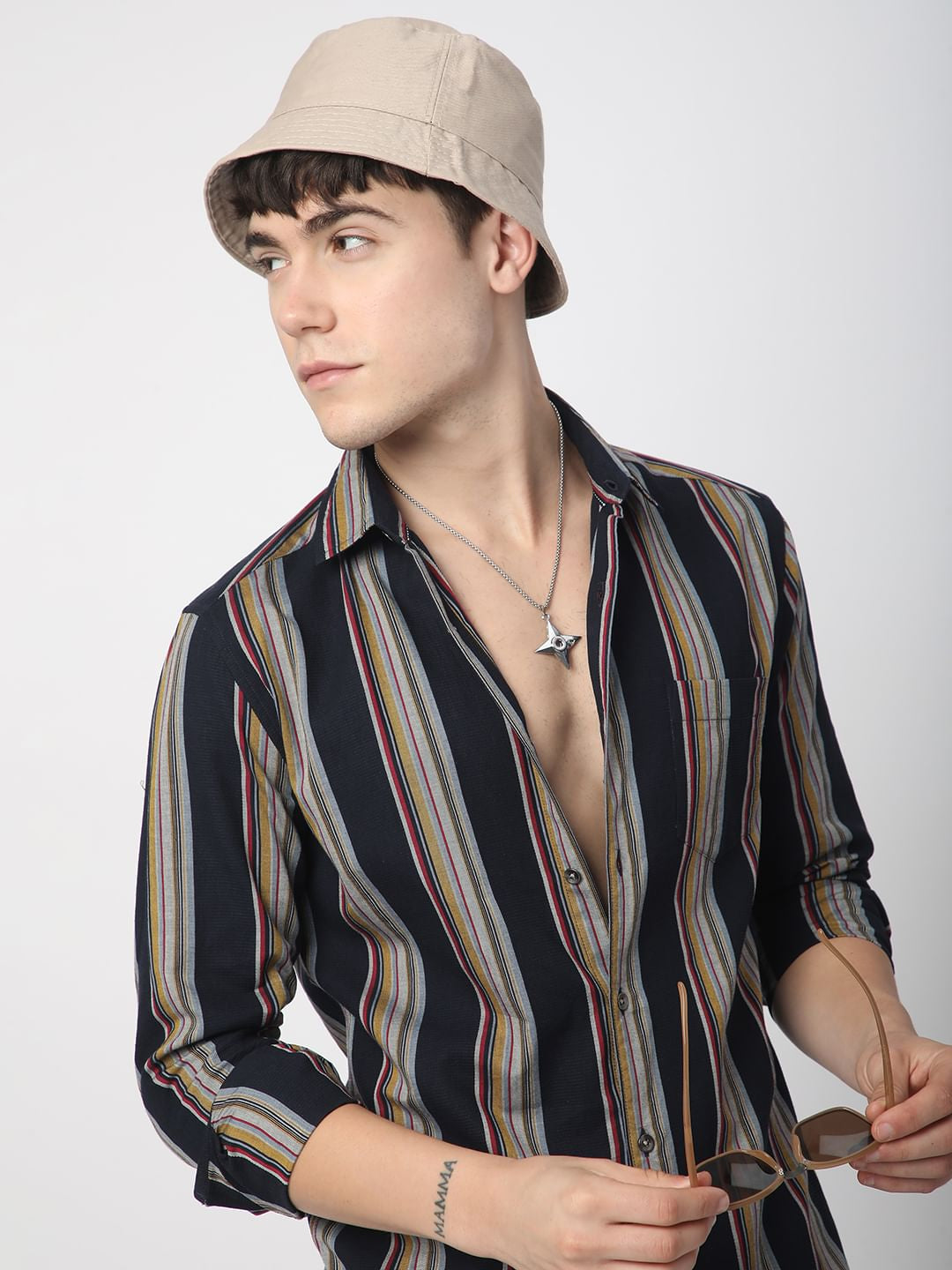 Urbane Navy Line Striped Shirt