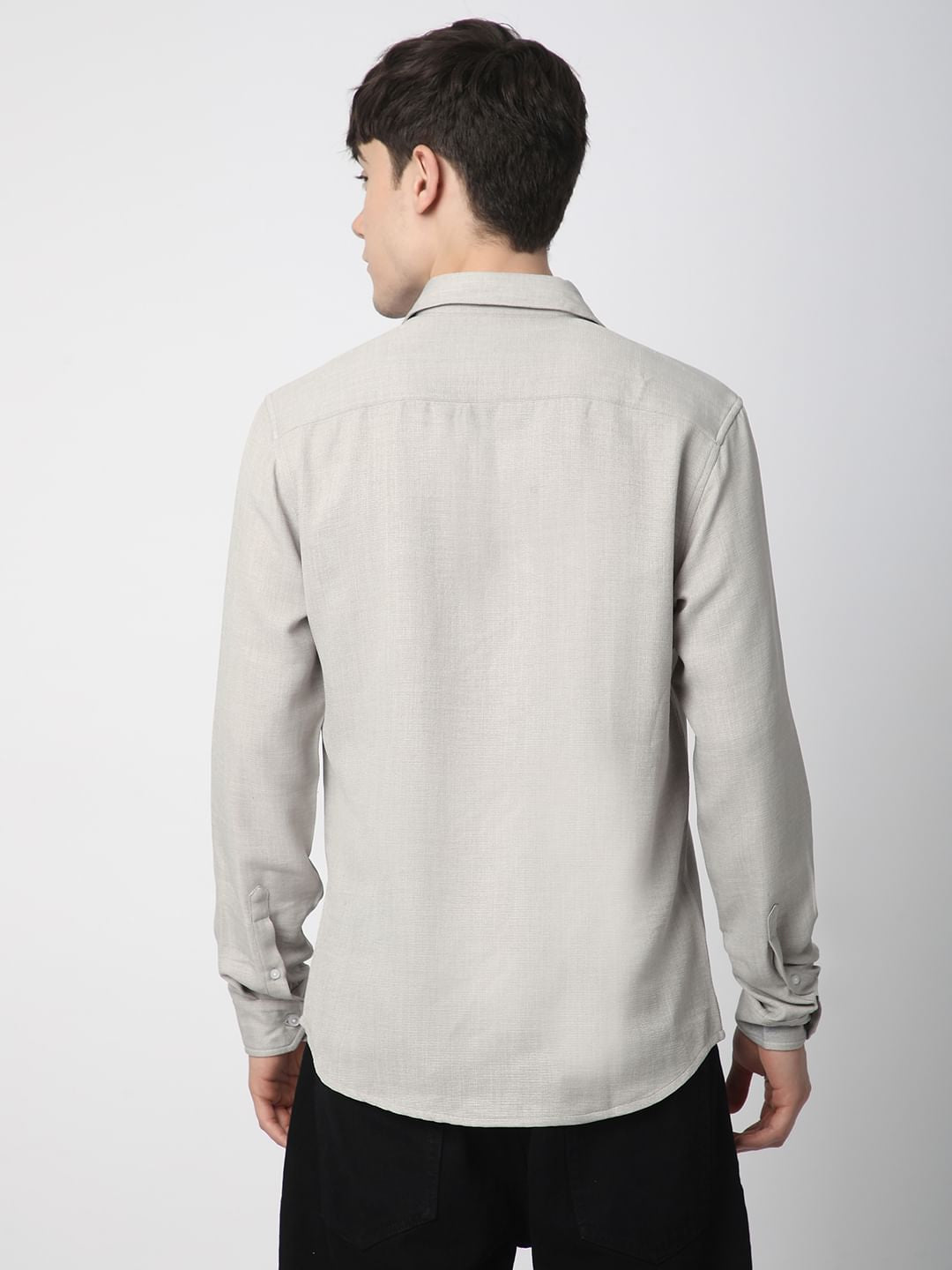 Solid Cloud Grey Linen Shirt