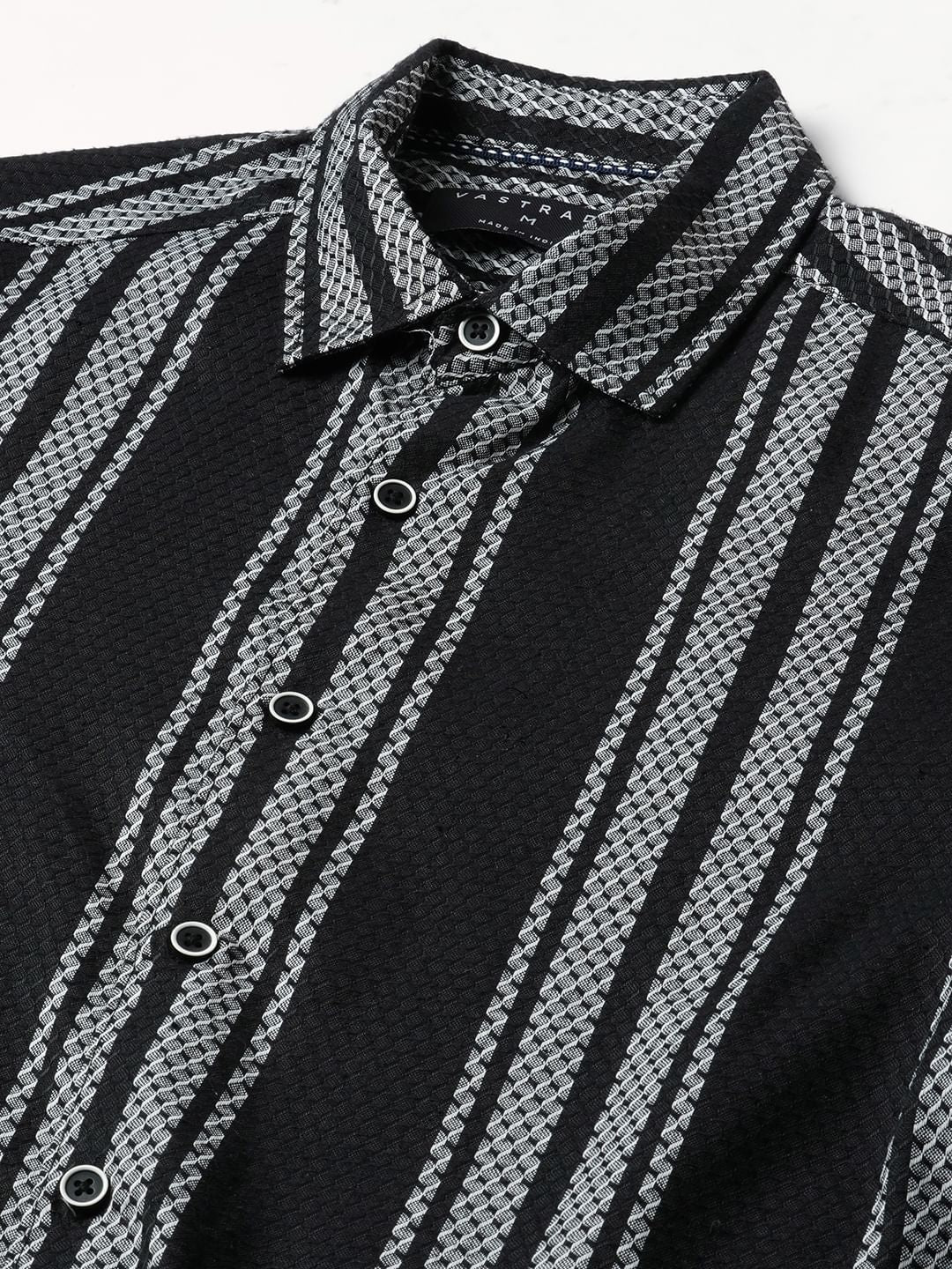 Black & Grey Twisted Striped Dobby Shirt